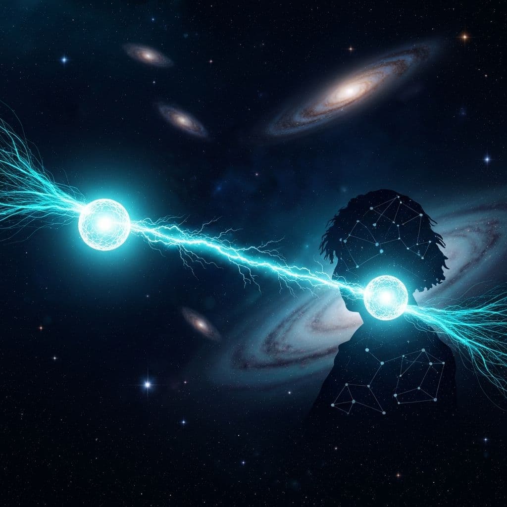 Quantum entanglement in deep space with two connected particles